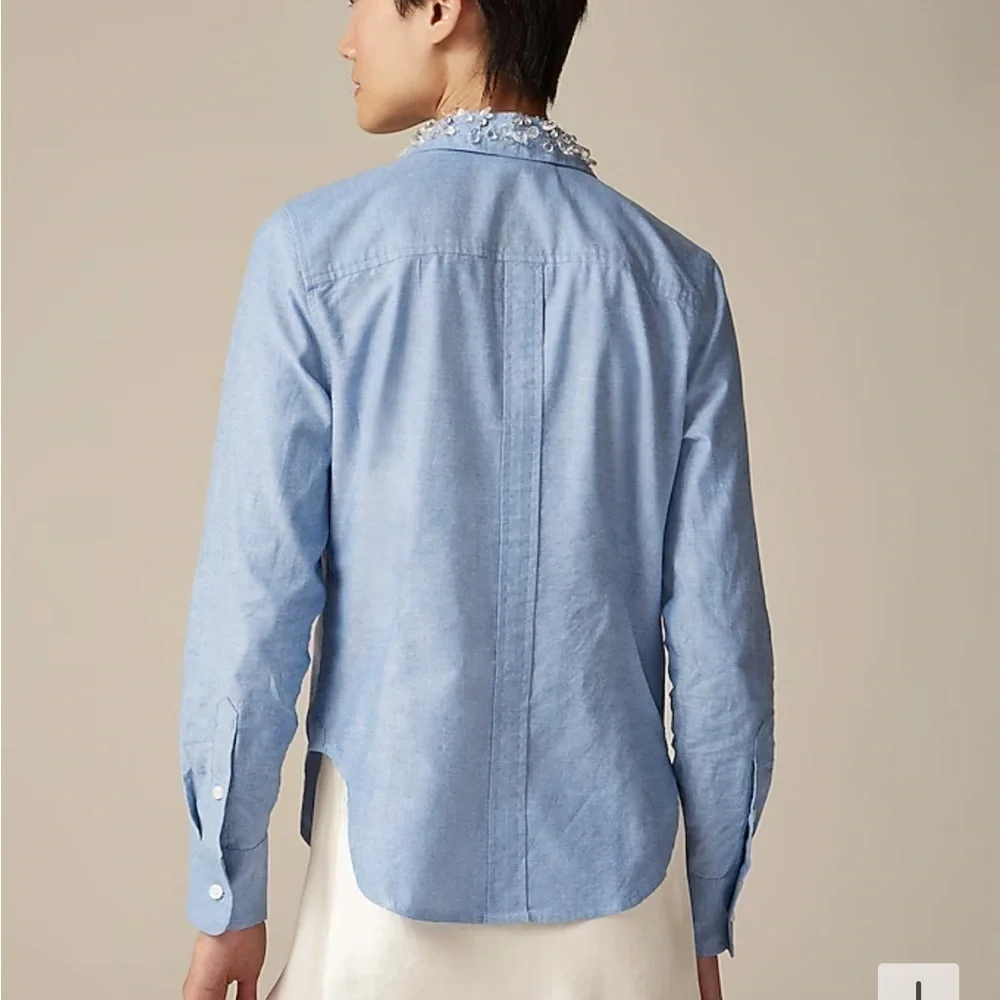 J crew Collection shrunken button-up shirt in embellished brushed cotton oxford